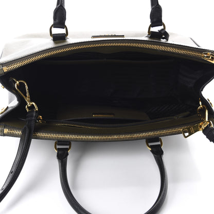 Prada Saffiano Lux Bi-Color Medium Galleria Double Zip Tote Militare Black 5 of 13