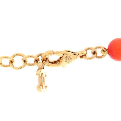 Chanel Pearl Glass Bead CC Necklace Orange 4 of 4