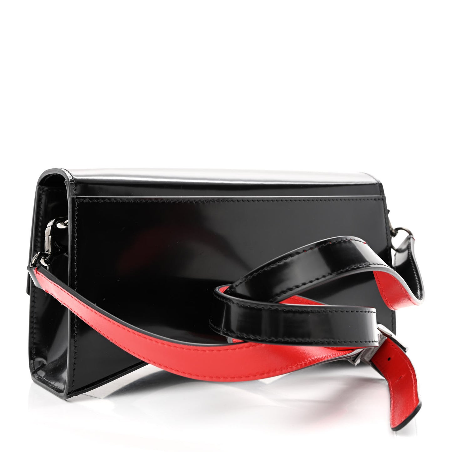 Patent Calfskin Large Loubi54 Crossbody Clutch Black