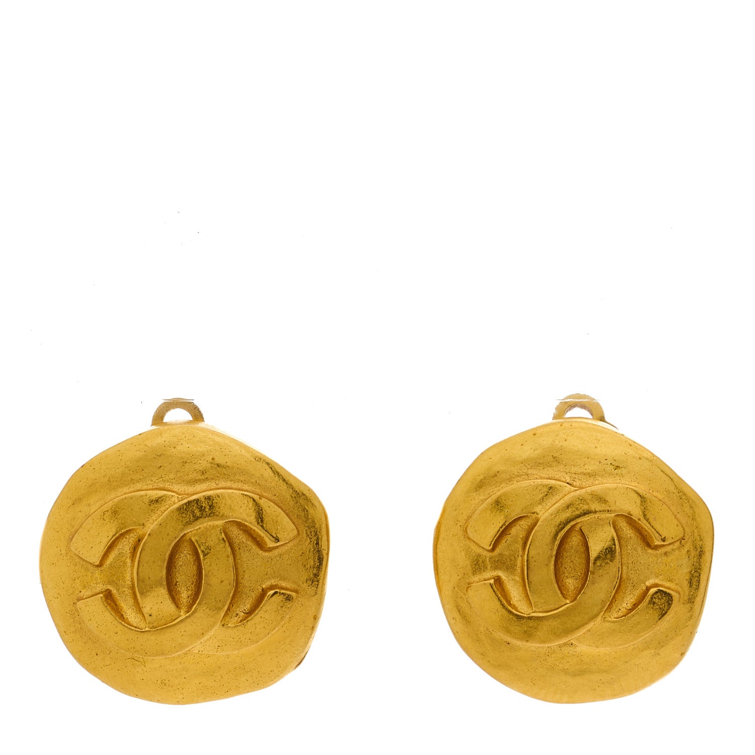 Chanel Metal CC Button Clip On Earrings Gold 1 of 4