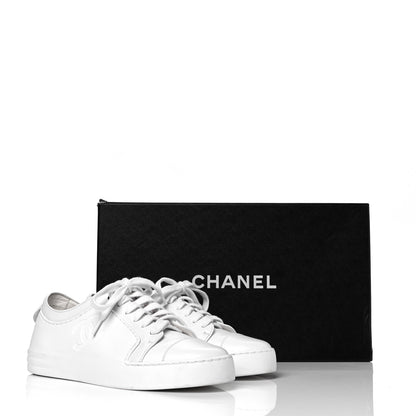Chanel Calfskin Gum Womens CC Sneakers 35 White 9 of 9
