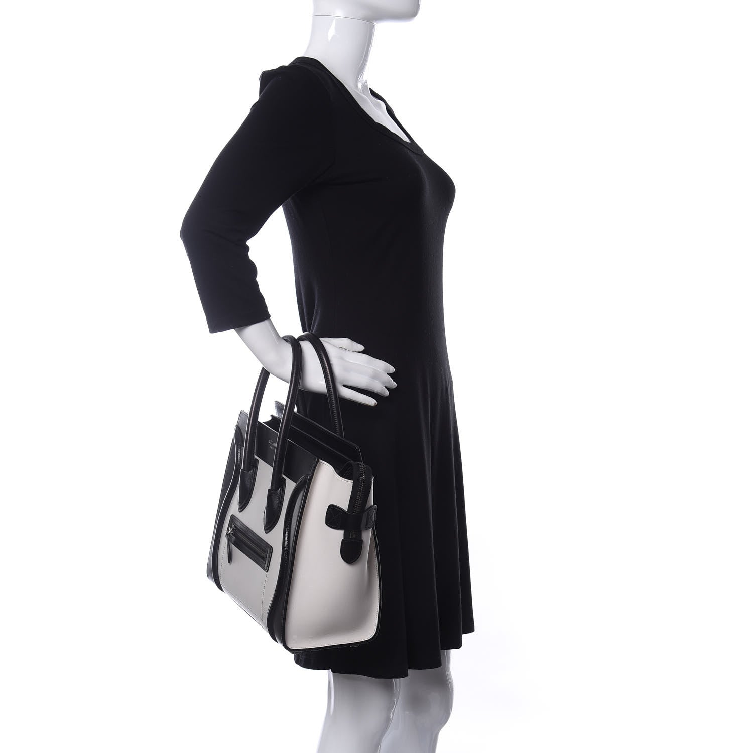 Celine Sleek Calfskin Micro Bi-Color Luggage Black White 2 of 12