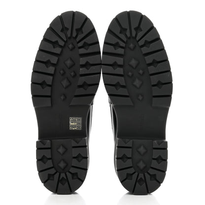 Hermes Glazed Calfskin Womens Gentle Loafers 38.5 Black 5 of 8