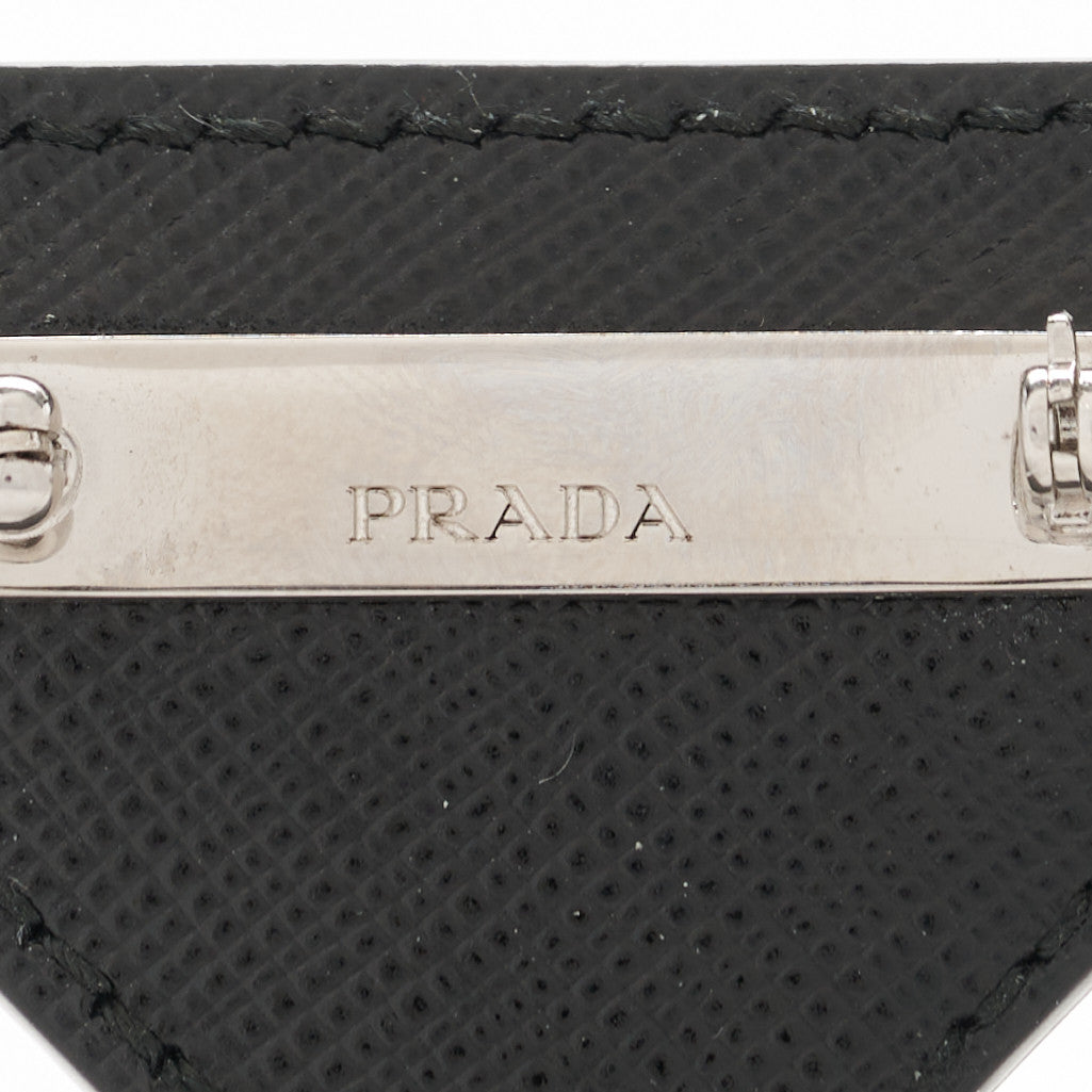 Saffiano Enamel Logo Triangle Pin Black