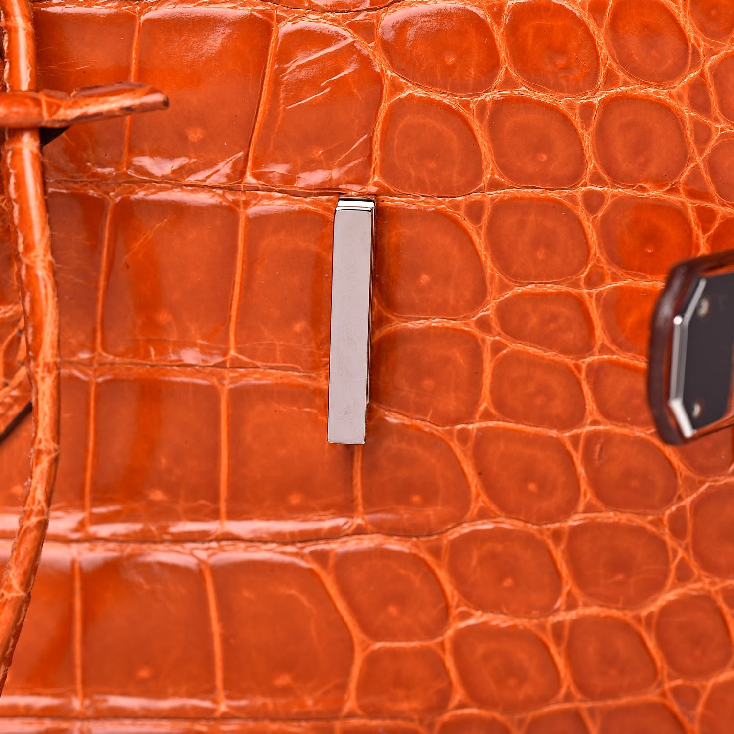 Hermes Shiny Porosus Crocodile Birkin 35 Orange 13 of 33