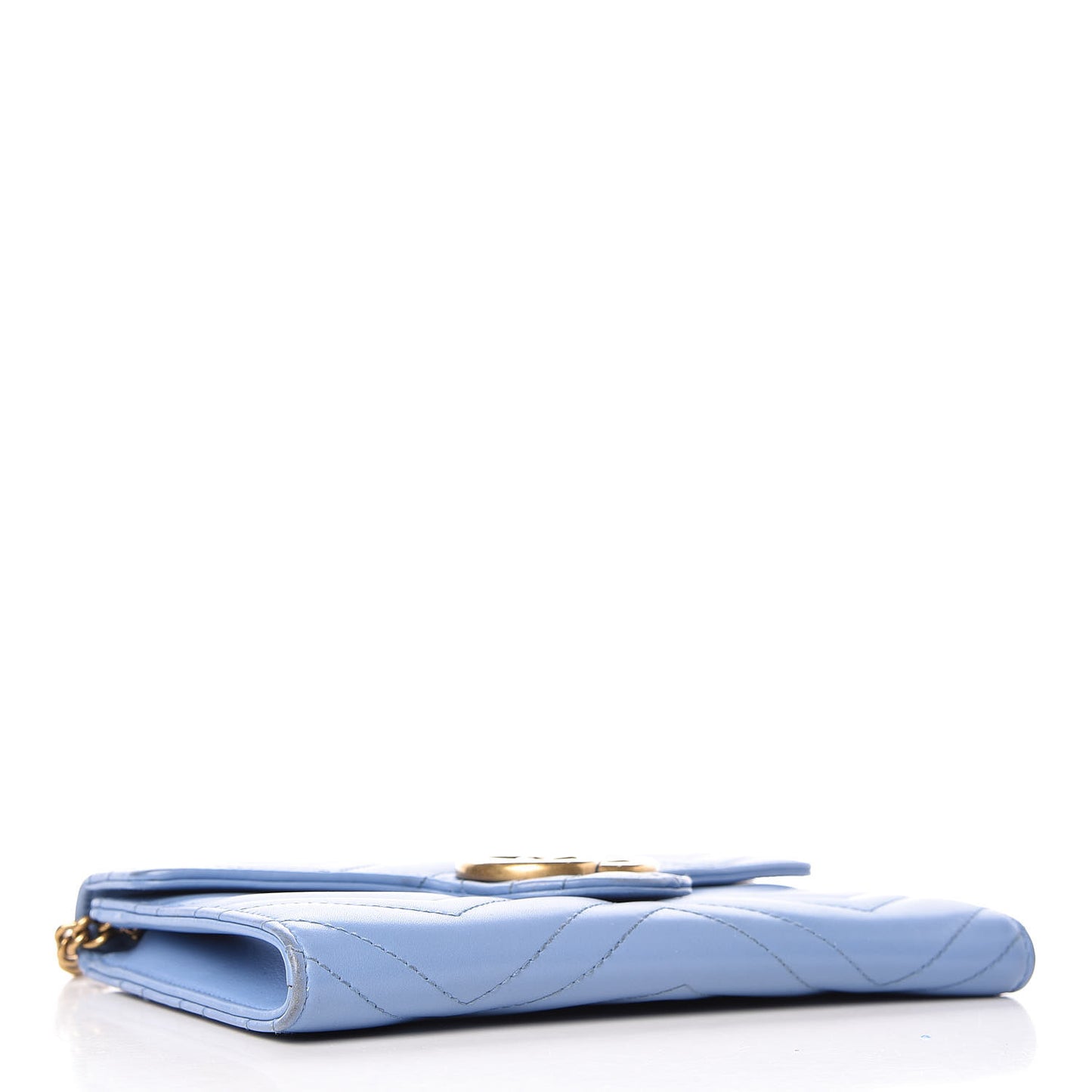 Calfskin Matelasse Mini GG Marmont Chain Wallet Clear Sky Blue