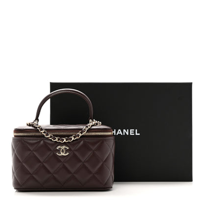 Chanel Lambskin Quilted Small Top Handle Vanity Case With Chain Dark Brown 10 of 10