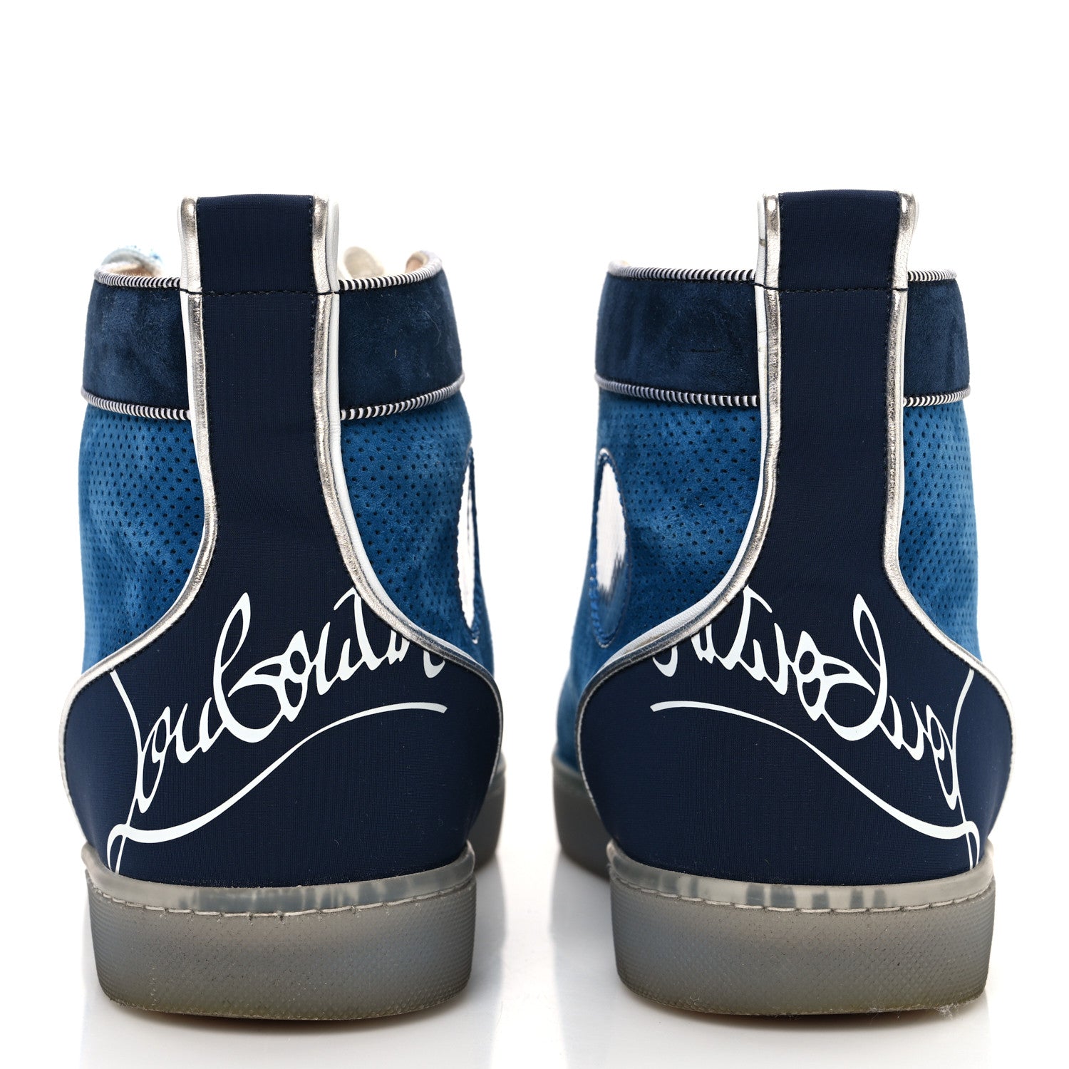 Christian Louboutin Suede Patent Perforated Mens Fun Louis Flat Sneakers 43 Blue 6 of 12