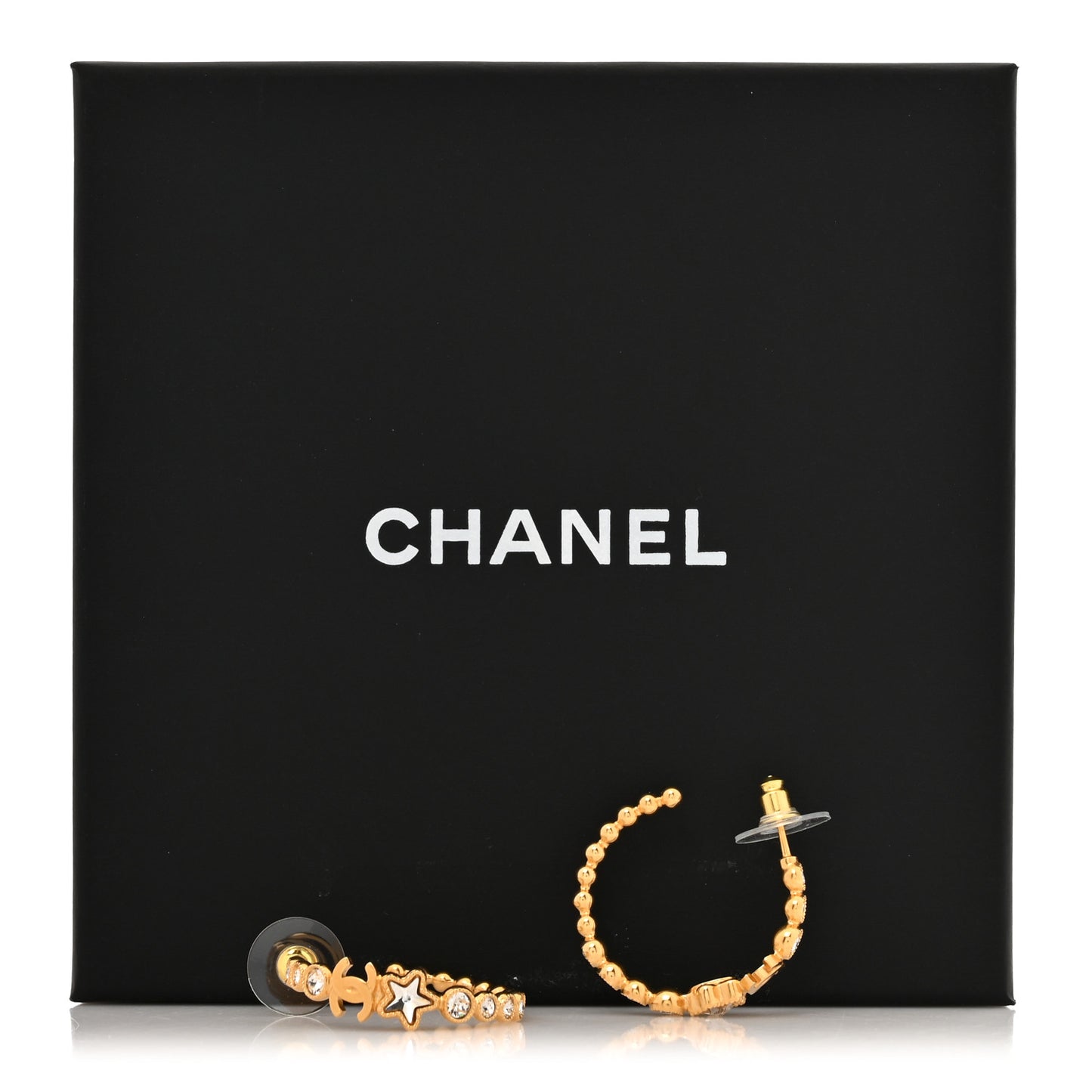 Metal Strass Crystal Star CC Hoop Earrings Gold