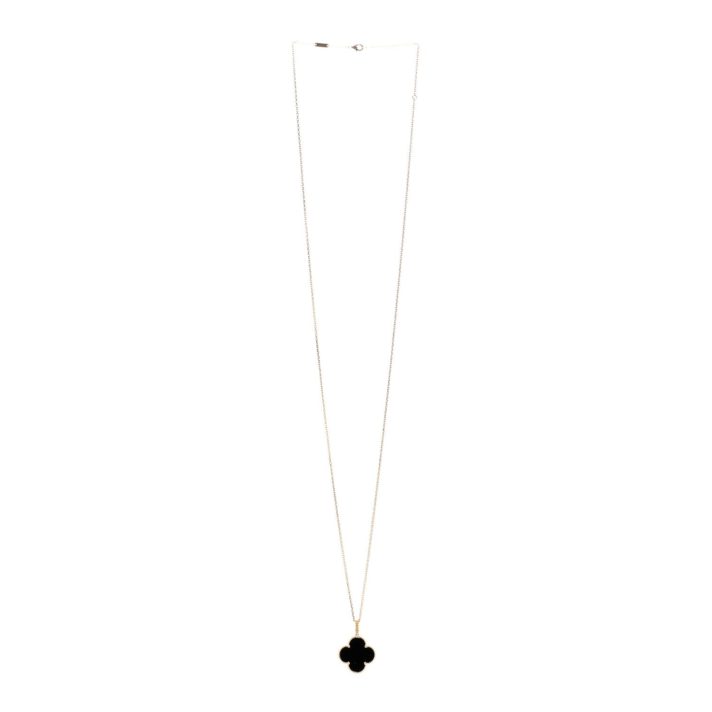 18K Yellow Gold Black Onyx Magic Alhambra Pendant Necklace