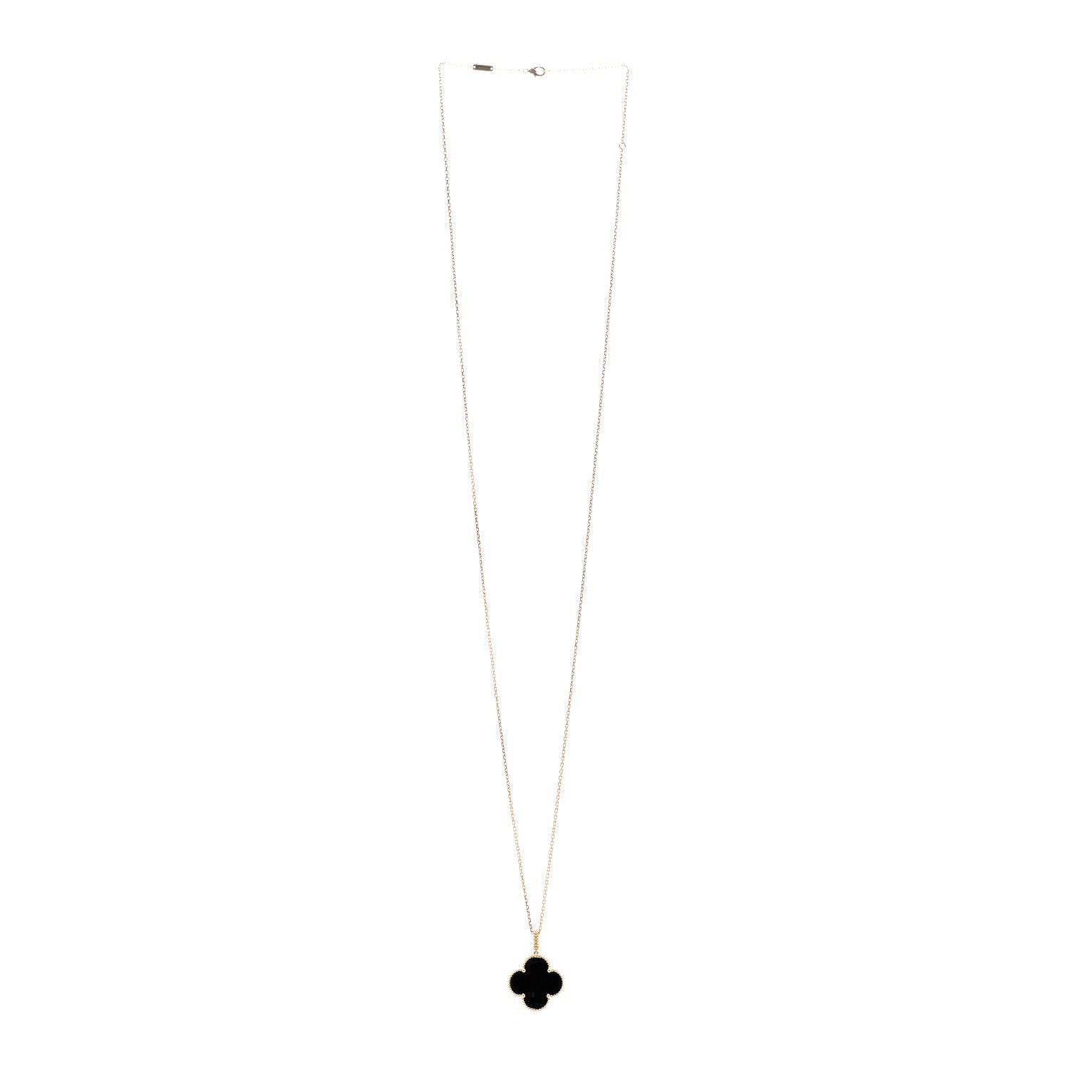 Van Cleef & Arpels 18K Yellow Gold Black Onyx Magic Alhambra Pendant Necklace 3 of 6