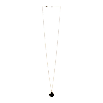 Van Cleef & Arpels 18K Yellow Gold Black Onyx Magic Alhambra Pendant Necklace 3 of 6