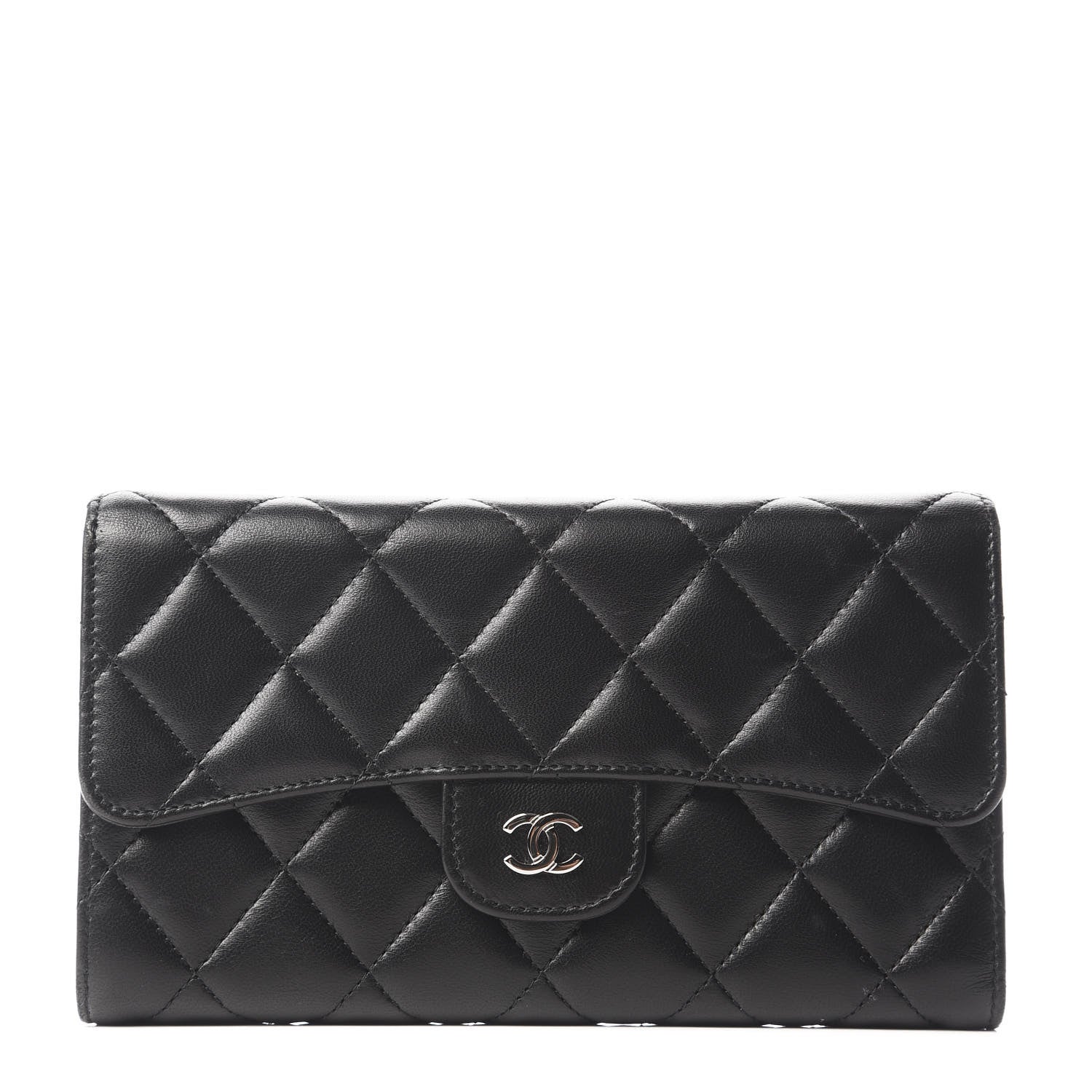 Chanel Lambskin Quilted Large Flap Wallet Black 1 of 10