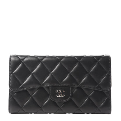 Chanel Lambskin Quilted Large Flap Wallet Black 1 of 10