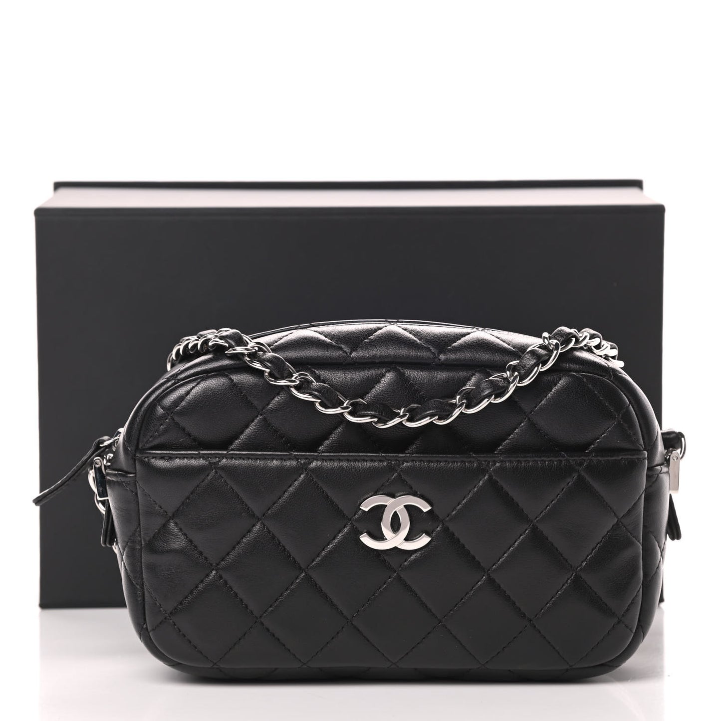 Lambskin Quilted Small Timeless Camera Case Black