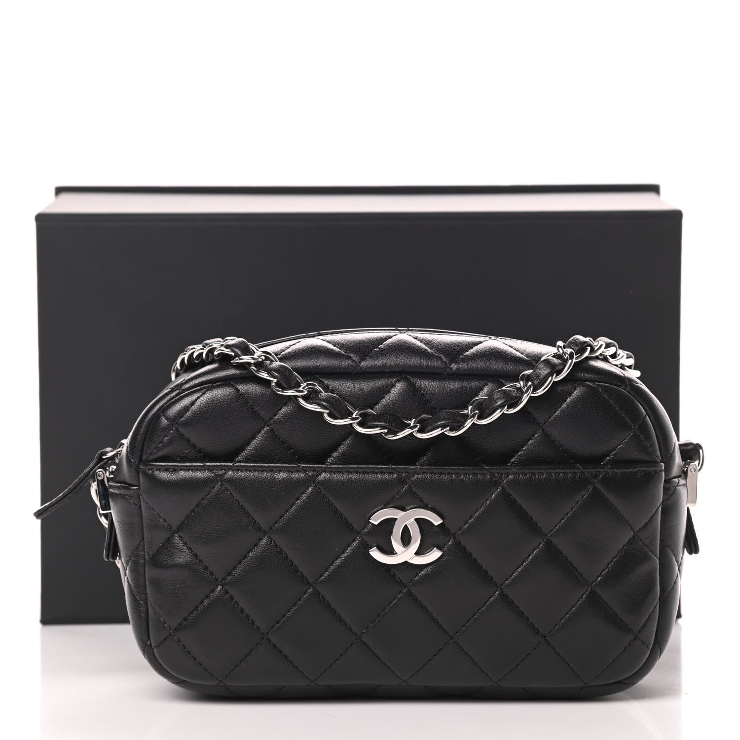 Chanel Lambskin Quilted Small Timeless Camera Case Black 11 of 11