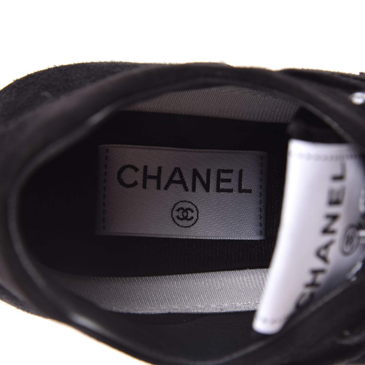 Chanel Suede Goatskin CC Sneakers 36.5 Black 7 of 10