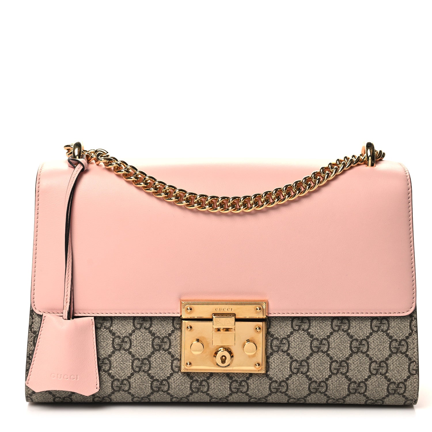 Gucci GG Supreme Monogram Calfskin Medium Padlock Shoulder Bag Beige Perfect Pink 1 of 10