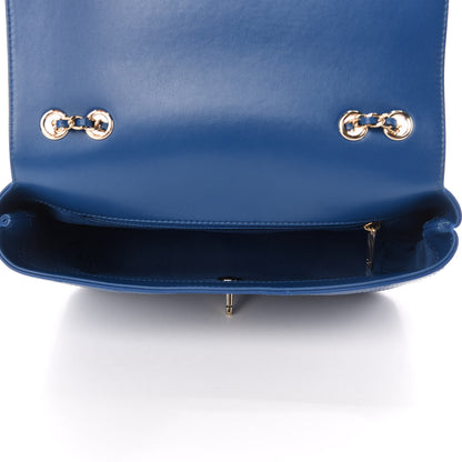 Chanel Calfskin Stitched Medium Covered CC Flap Bag Blue 5 of 12
