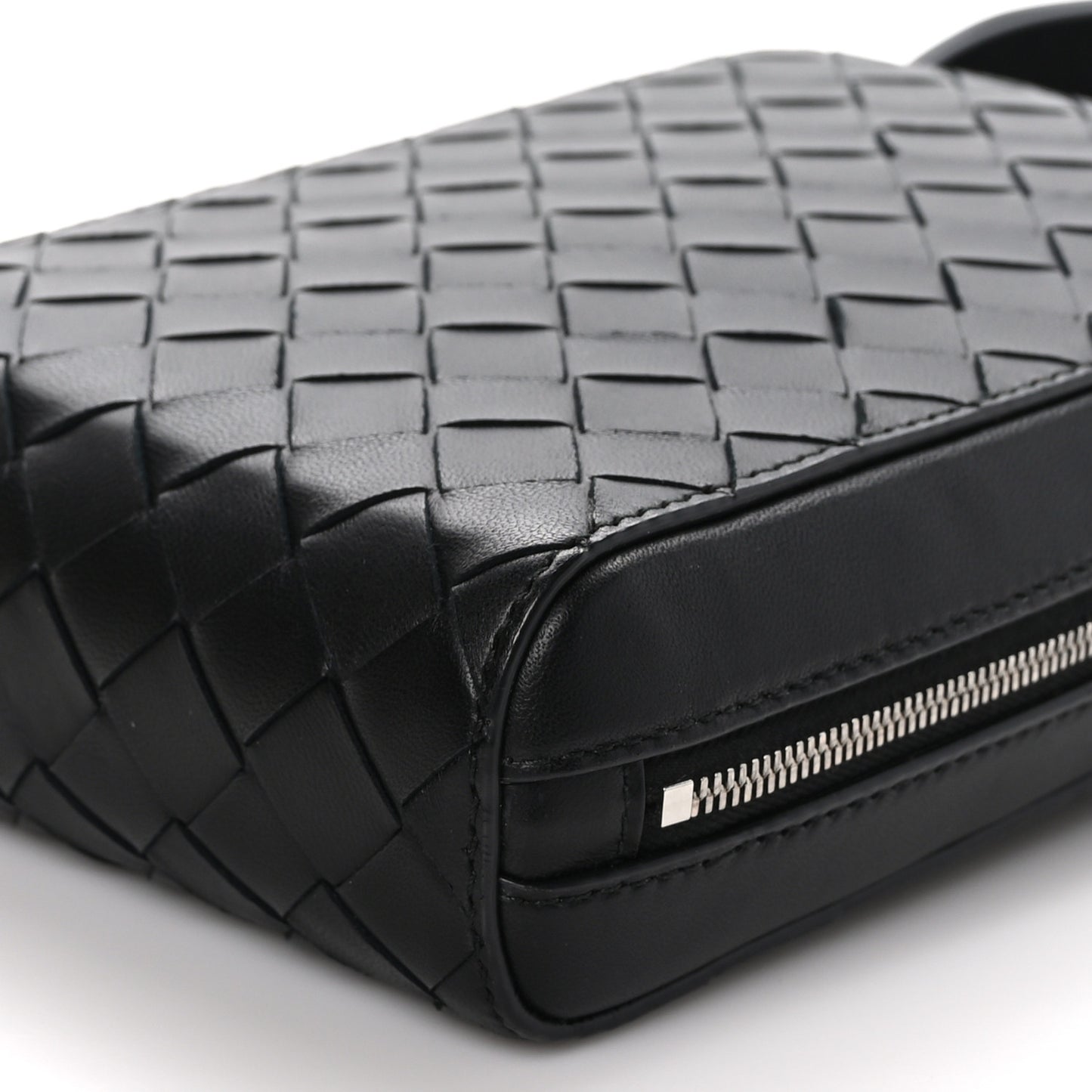 Nappa Intrecciato Zip Around Crossbody Bag Black