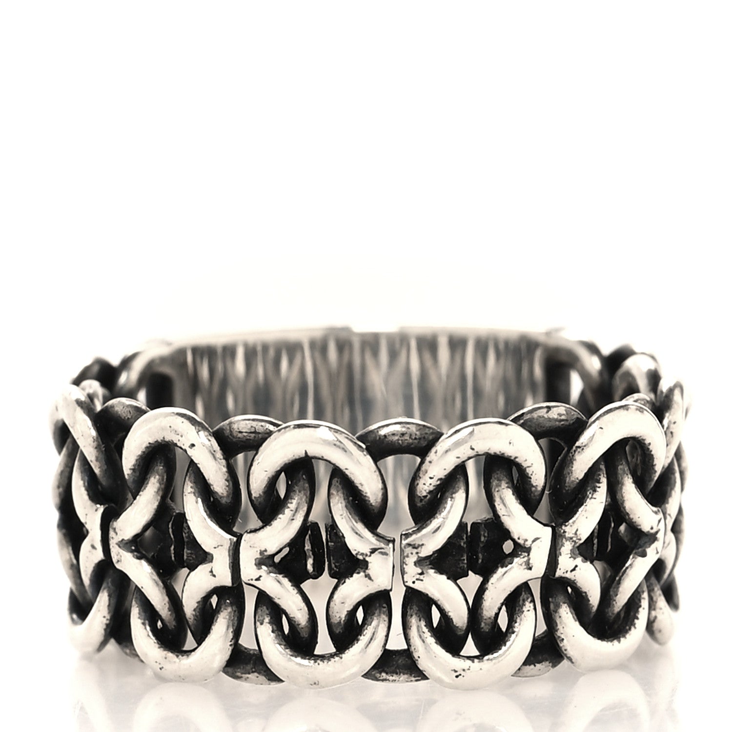 Saint Laurent Logo Engraved Chain Ring 61 9.5 Silver 3 of 5