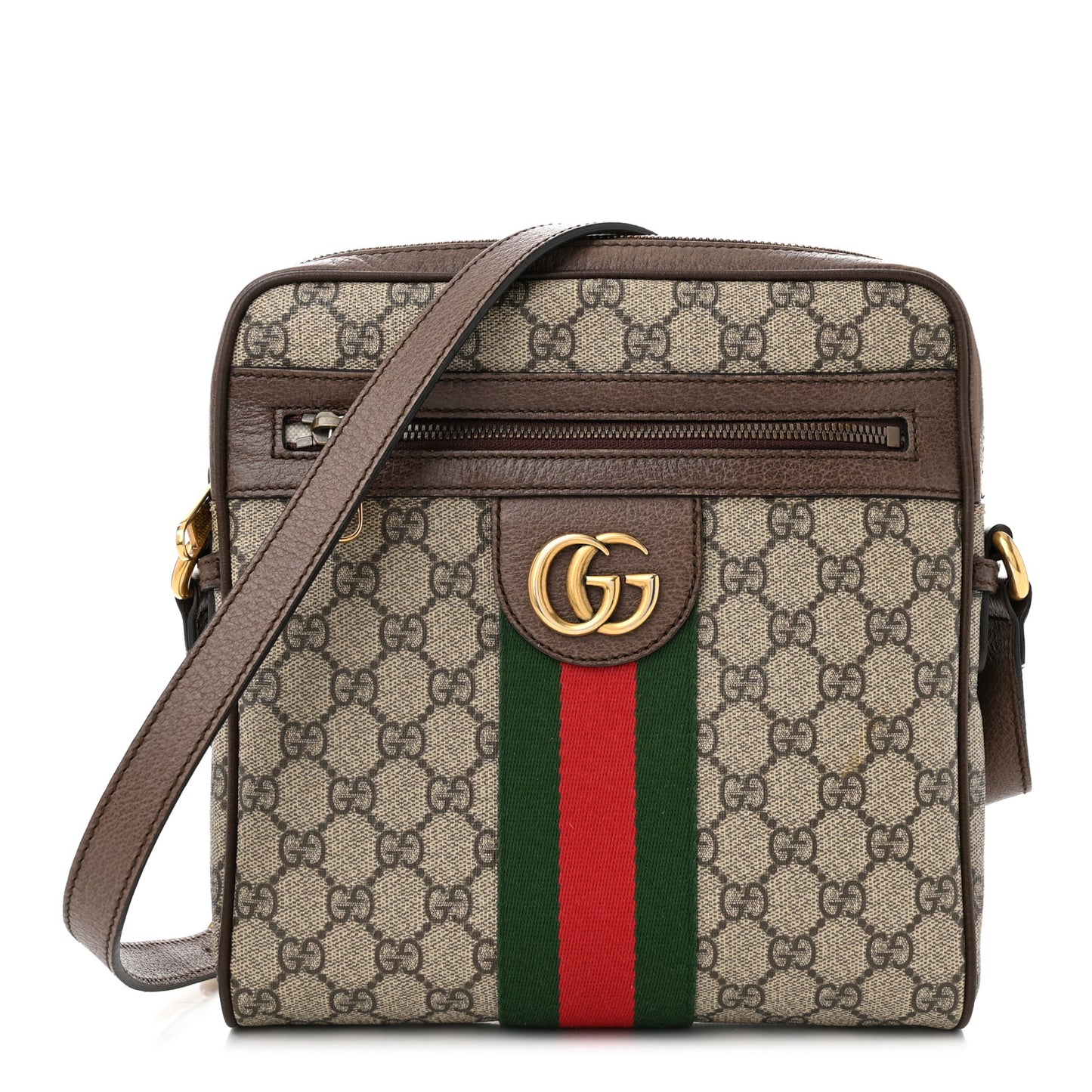 GG Supreme Monogram Web Small Ophidia Messenger Bag Brown