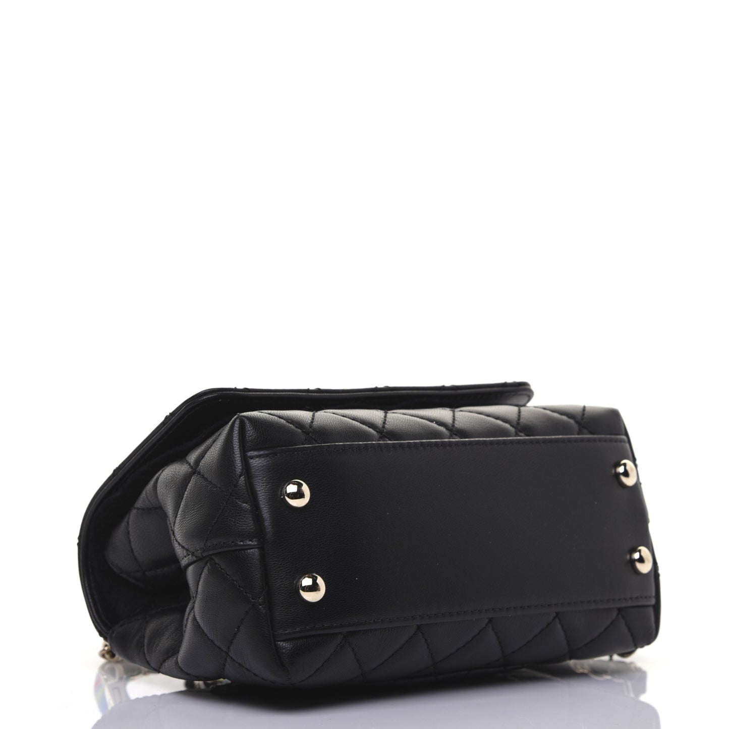 Goatskin Quilted Rainbow Extra Mini Coco Handle Flap Black