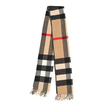 Burberry Cashmere Half Mega Check Monogram TB Reversible Fringe Scarf Black White 3 of 6