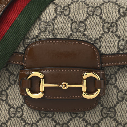 Gucci GG Supreme Monogram Web Mini Horsebit 1955 Shoulder Bag Beige Brown Sugar 8 of 11