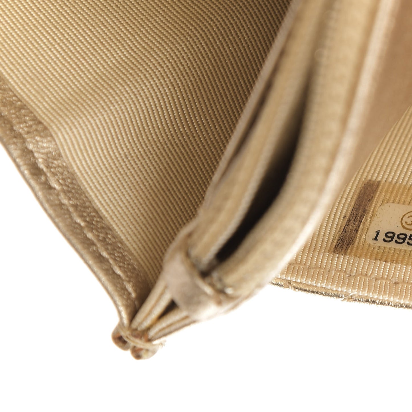 Metallic Lambskin Quilted Wallet On Chain WOC Gold