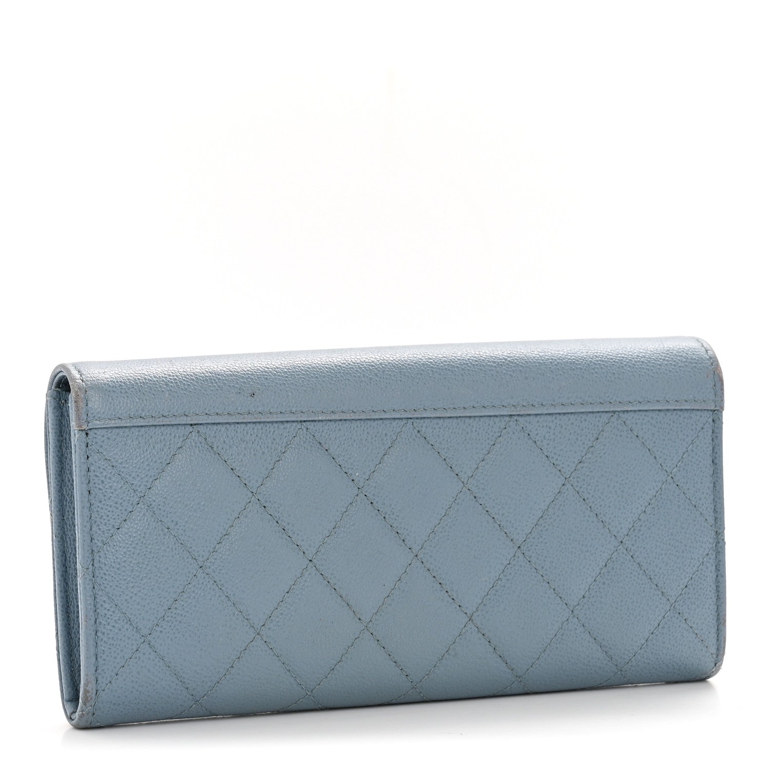 Chanel Grained Calfskin Quilted CC Box Flap Wallet Blue 3 of 13