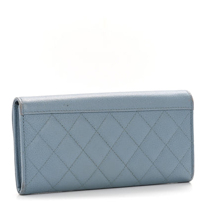 Chanel Grained Calfskin Quilted CC Box Flap Wallet Blue 3 of 13