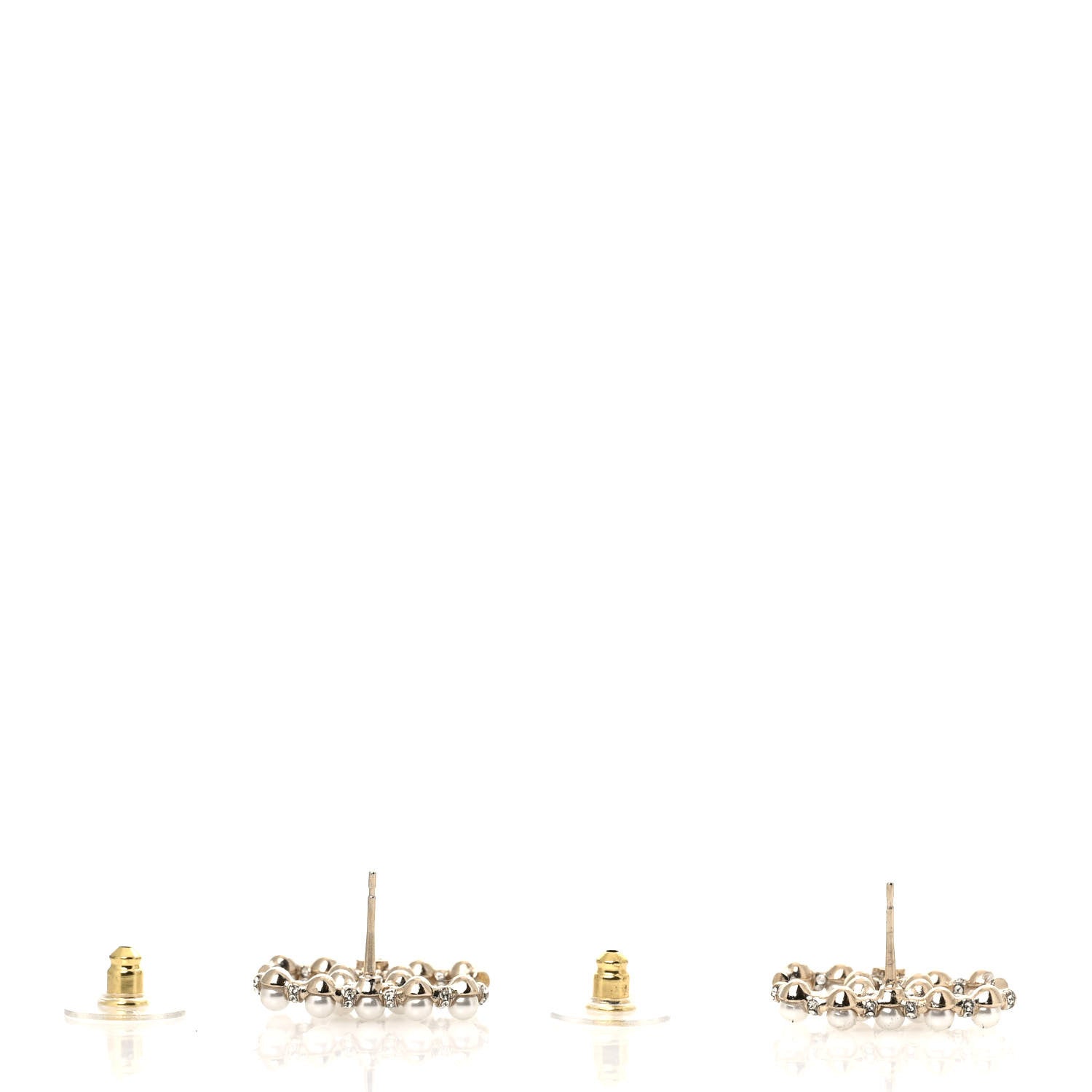 Chanel Pearl Crystal Nefertiti CC Earrings Gold 3 of 4