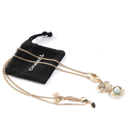 Chanel Moonstone Enamel CC Necklace Gold 6 of 6