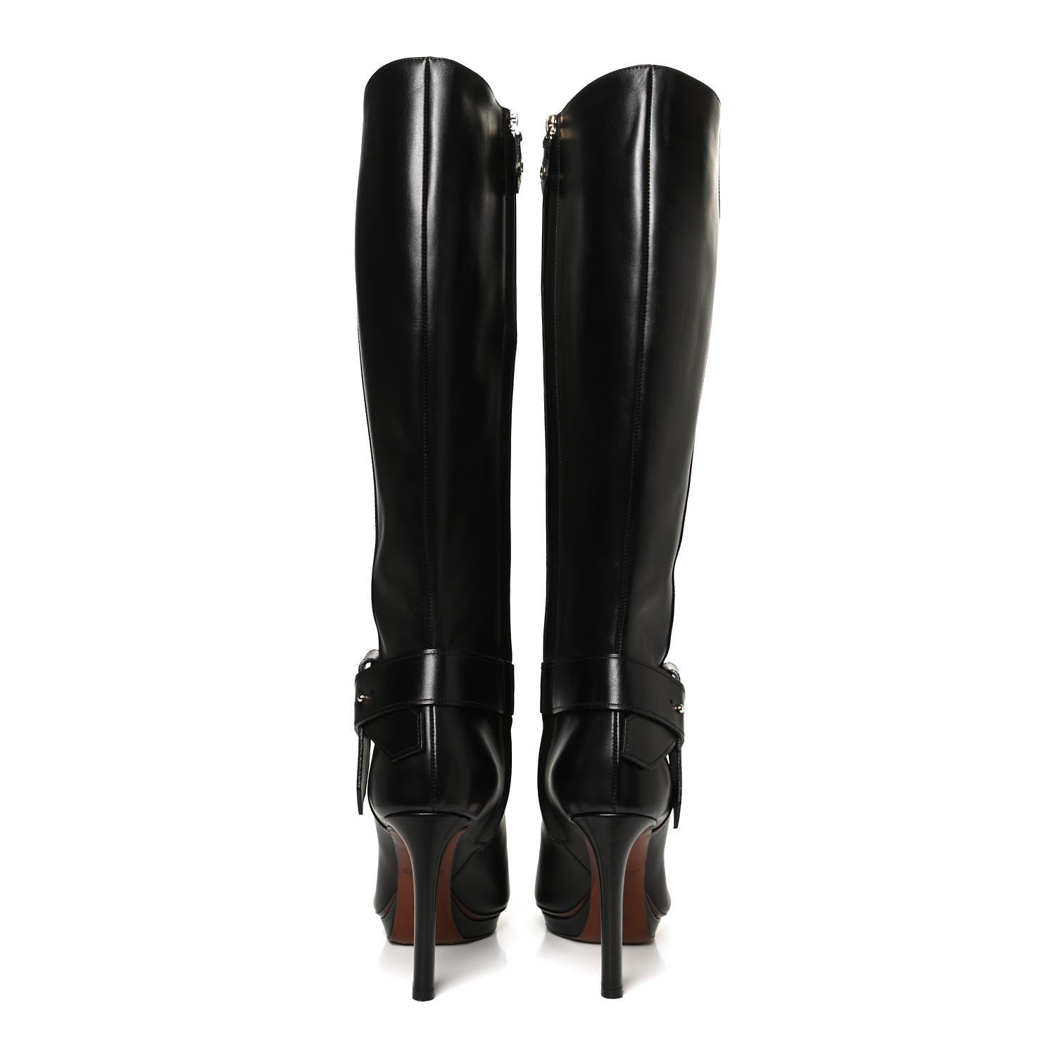 Louis Vuitton Calfskin Belted High Boots 38 Black 4 of 11