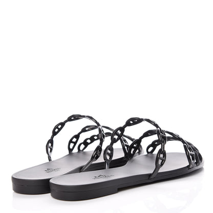 Hermes Rubber Chaine d'Ancre Rivage Sandals 38 Black 4 of 8