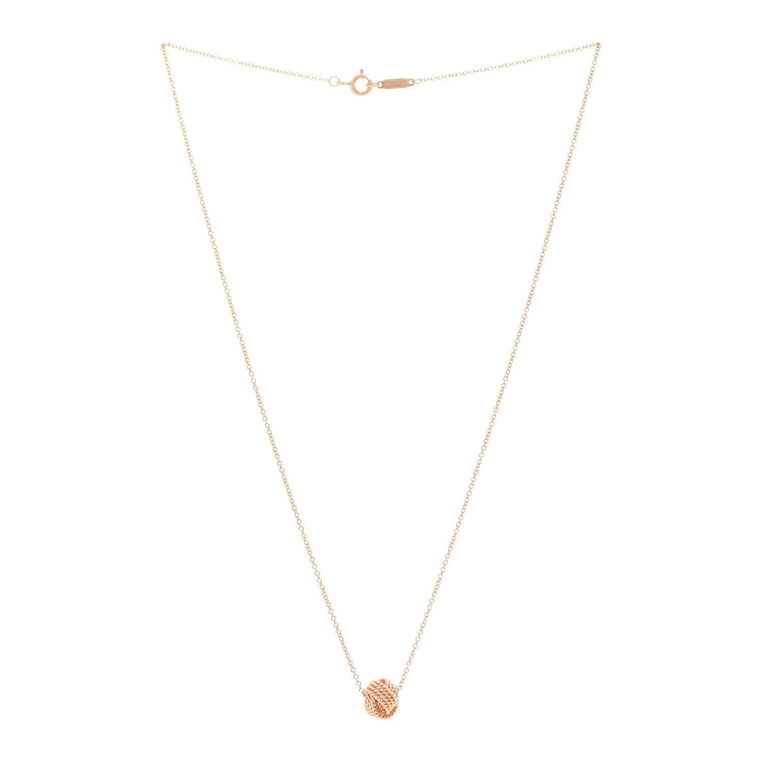 Tiffany 18K Rose Gold Twist Knot Pendant Necklace 3 of 5