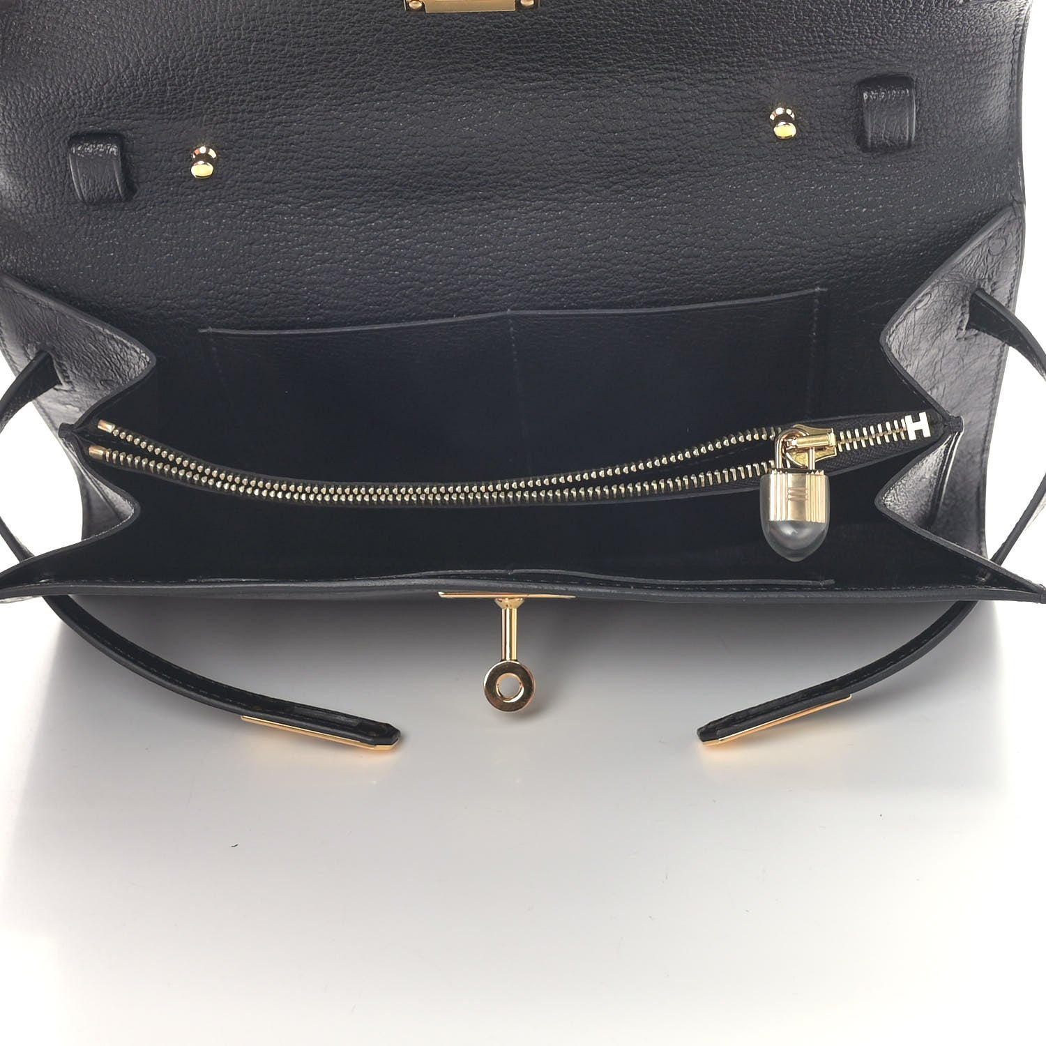 Hermes Ostrich Kelly Wallet To Go Black 5 of 10