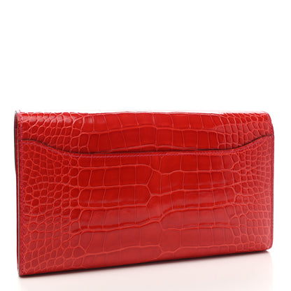Hermes Shiny Alligator Constance Long Wallet Rouge Vif 3 of 8