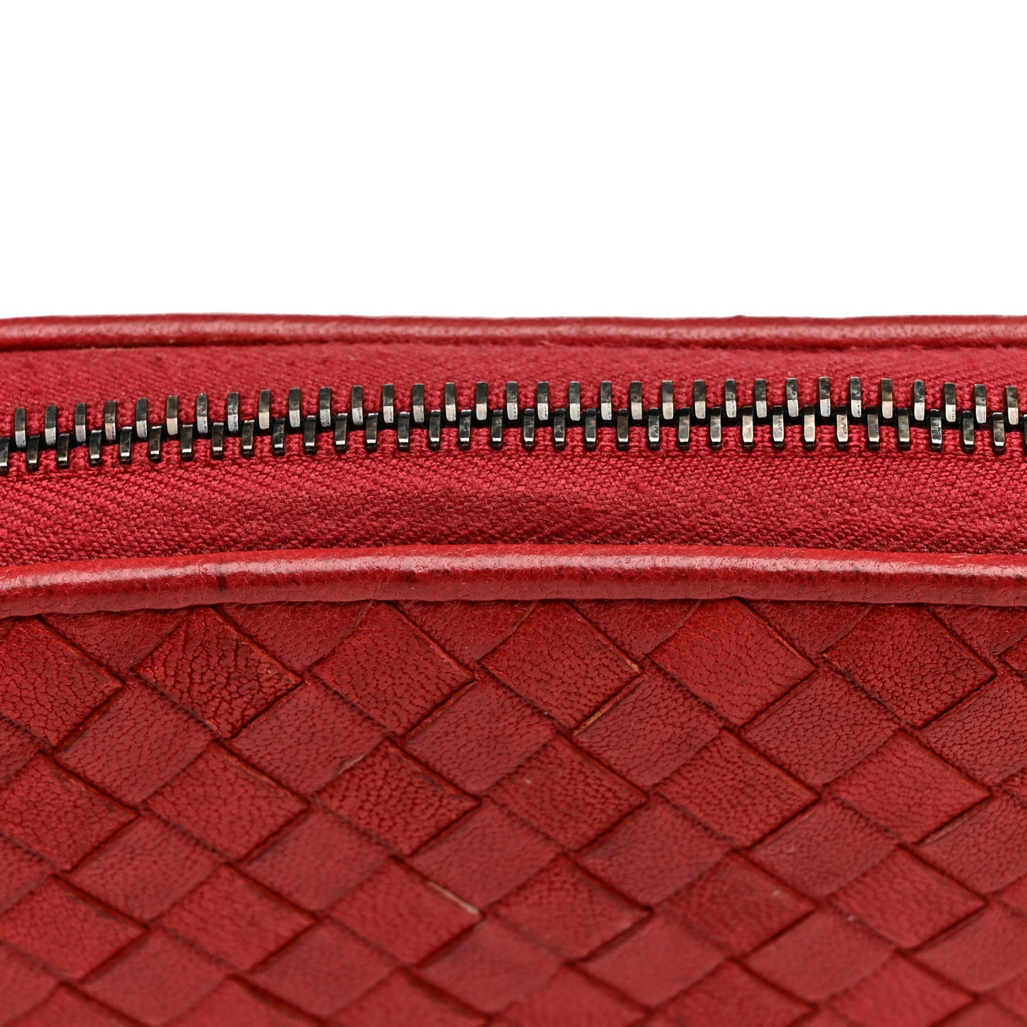 Nappa Intrecciato Zip Around Wallet Red