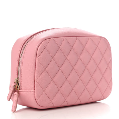 Chanel Caviar Quilted Medium Curvy Pouch Cosmetic Case Light Pink 3 of 10