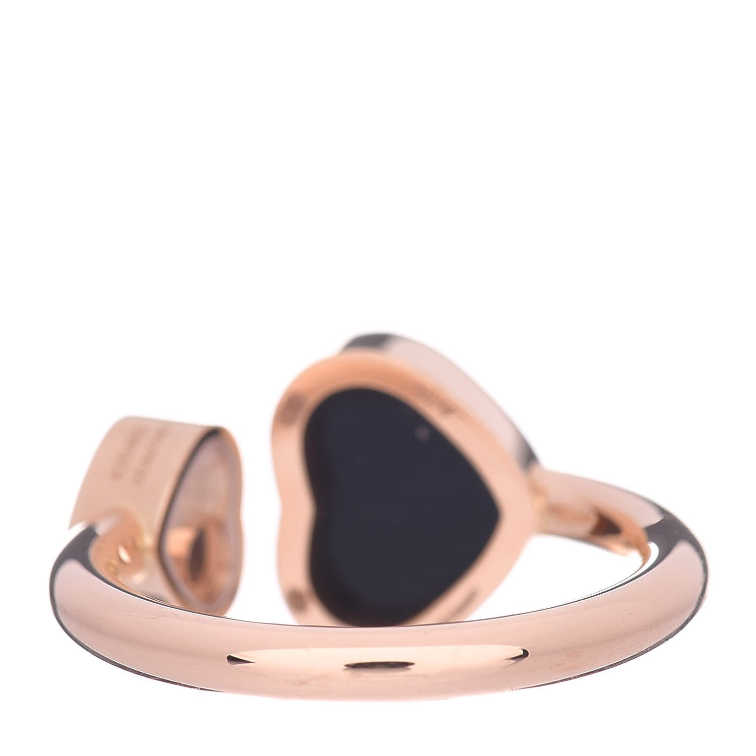 Chopard 18K Rose Gold Diamond Black Onyx Happy Hearts Ring 51 5.75 4 of 8