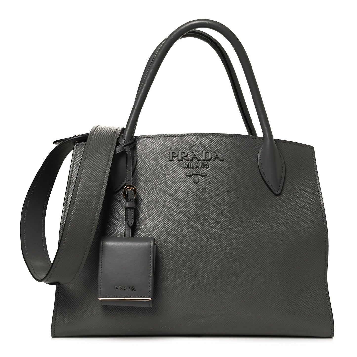 Saffiano Cuir Calfskin Medium Monochrome Top Handle Tote Talco
