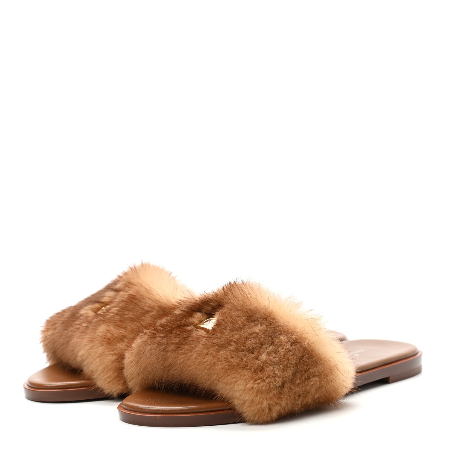 Louis Vuitton Mink Fur Lock It Flat Mule 38 Beige 3 of 9