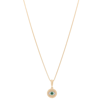 David Yurman 18K Yellow Gold Emerald Diamond Evil Eye Necklace 1 of 5