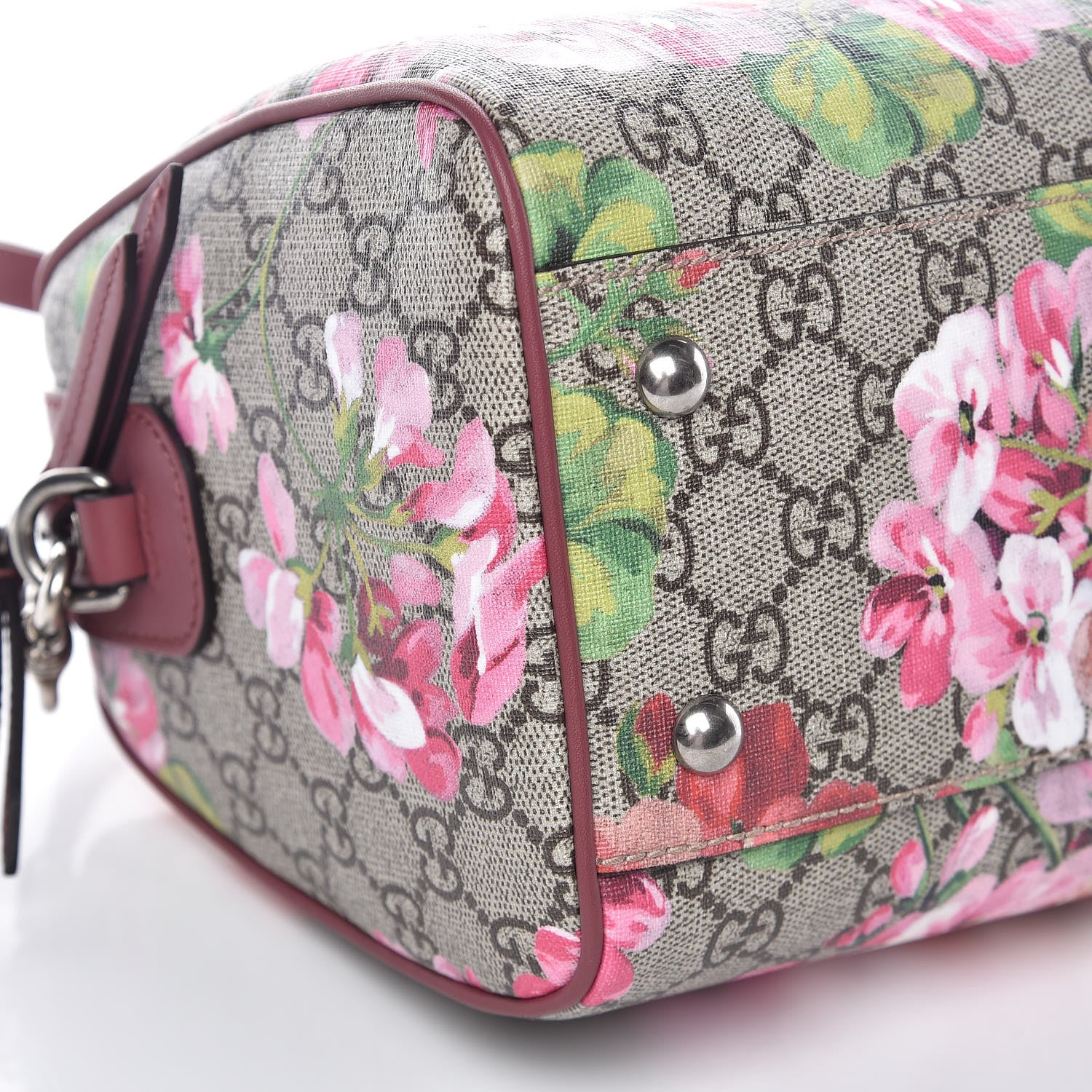 Gucci GG Supreme Monogram Blooms Small Boston Beige Multicolor Dry Rose 8 of 9