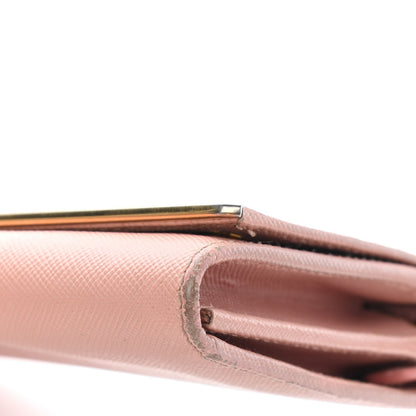 Prada Saffiano Metal Bar Flap Wallet with Strap Orchidea 5 of 5