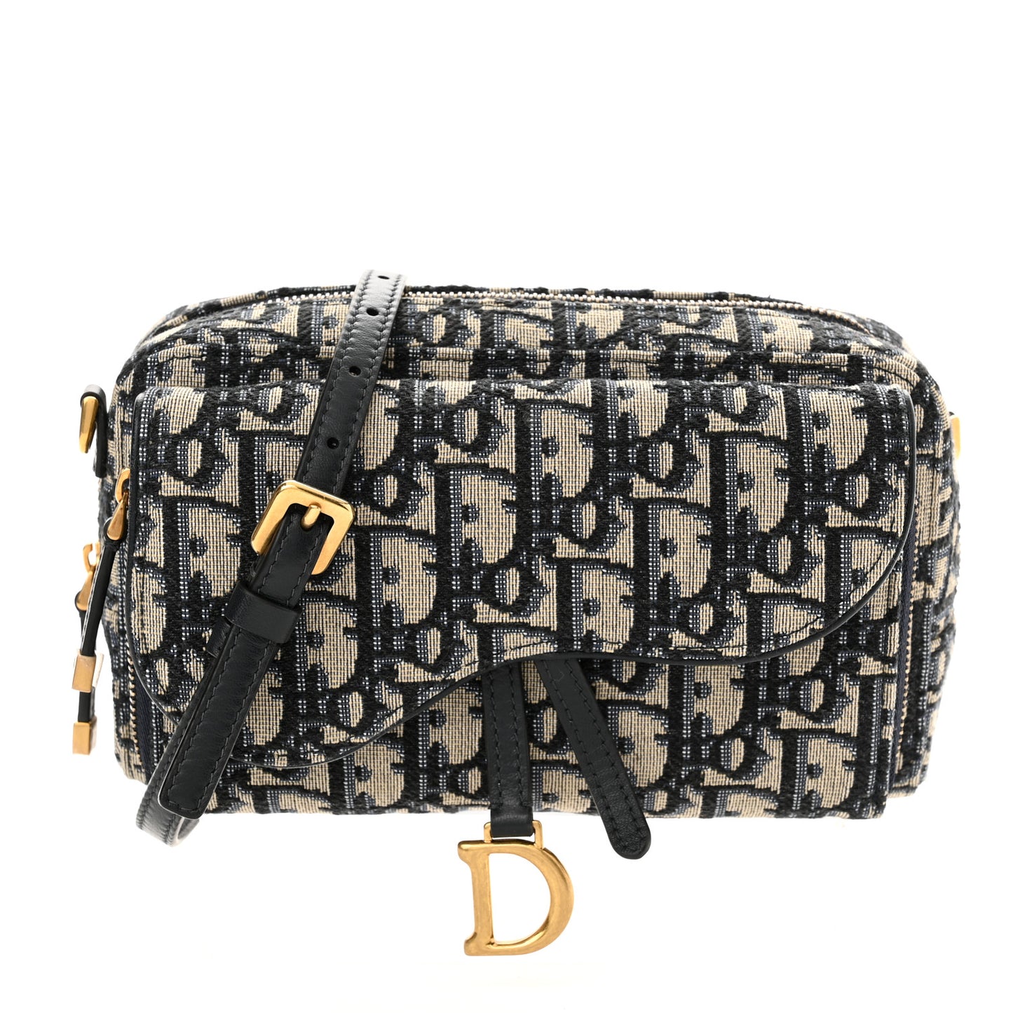 Oblique Double Saddle Pouch  Navy Blue