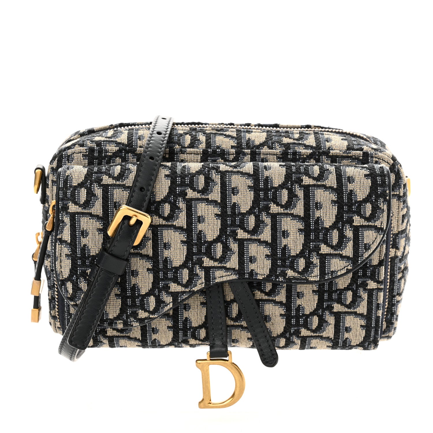 Christian Dior Oblique Double Saddle Pouch  Navy Blue 1 of 9