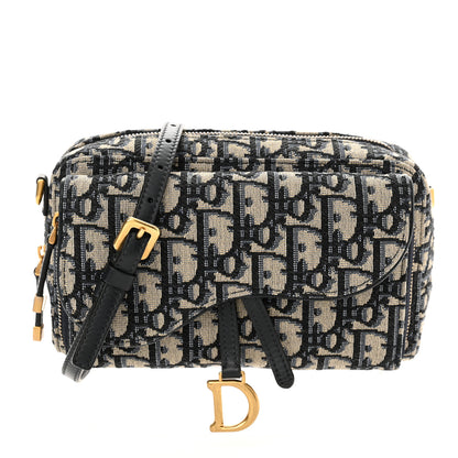 Christian Dior Oblique Double Saddle Pouch  Navy Blue 1 of 9